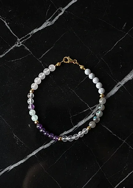 Sertifikalı Taç Çakra Doğal Taş Bileklik 4mm