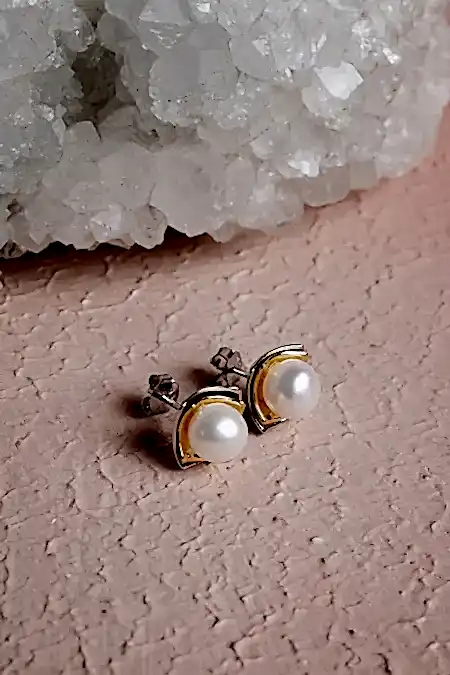 İnci Gümüş Doğal Taş Küpe