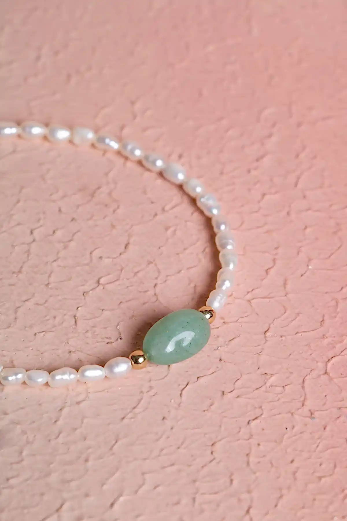 Sertifikalı İnci, Aventurin Gümüş Kapama Doğal Taş Bileklik (SK:067)