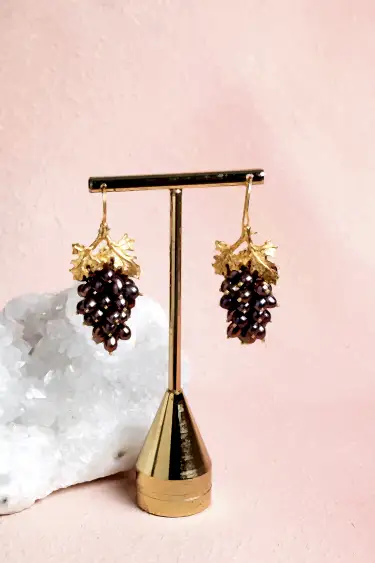 Sertifikalı İnci Doğal Taşlı El İşçiliği Tasarım Gümüş Küpe