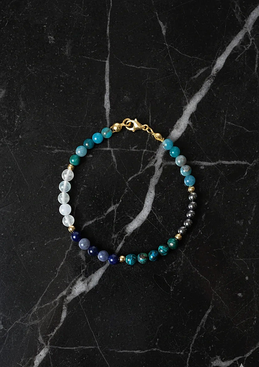 Sertifikalı Boğaz Çakrası Doğal Taş Bileklik