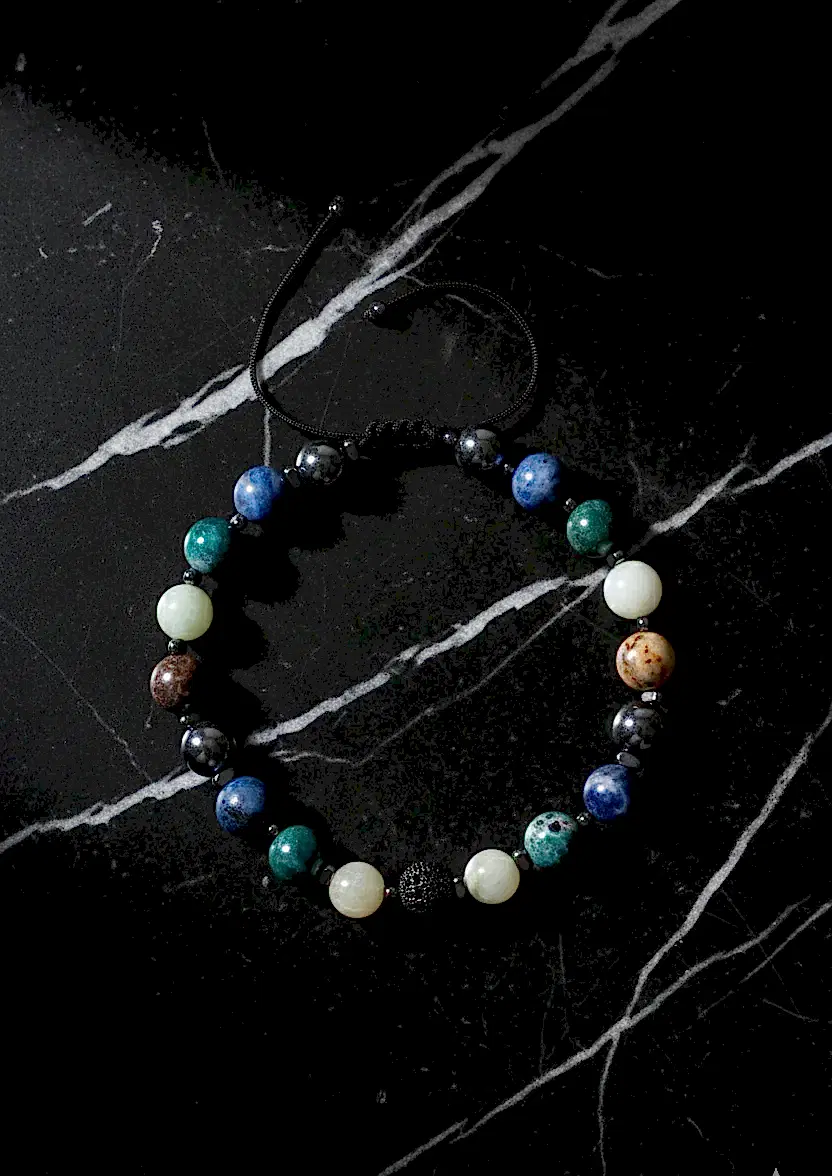 Sertifikalı Boğaz Çakrası Doğal Taş Makrome Bileklik