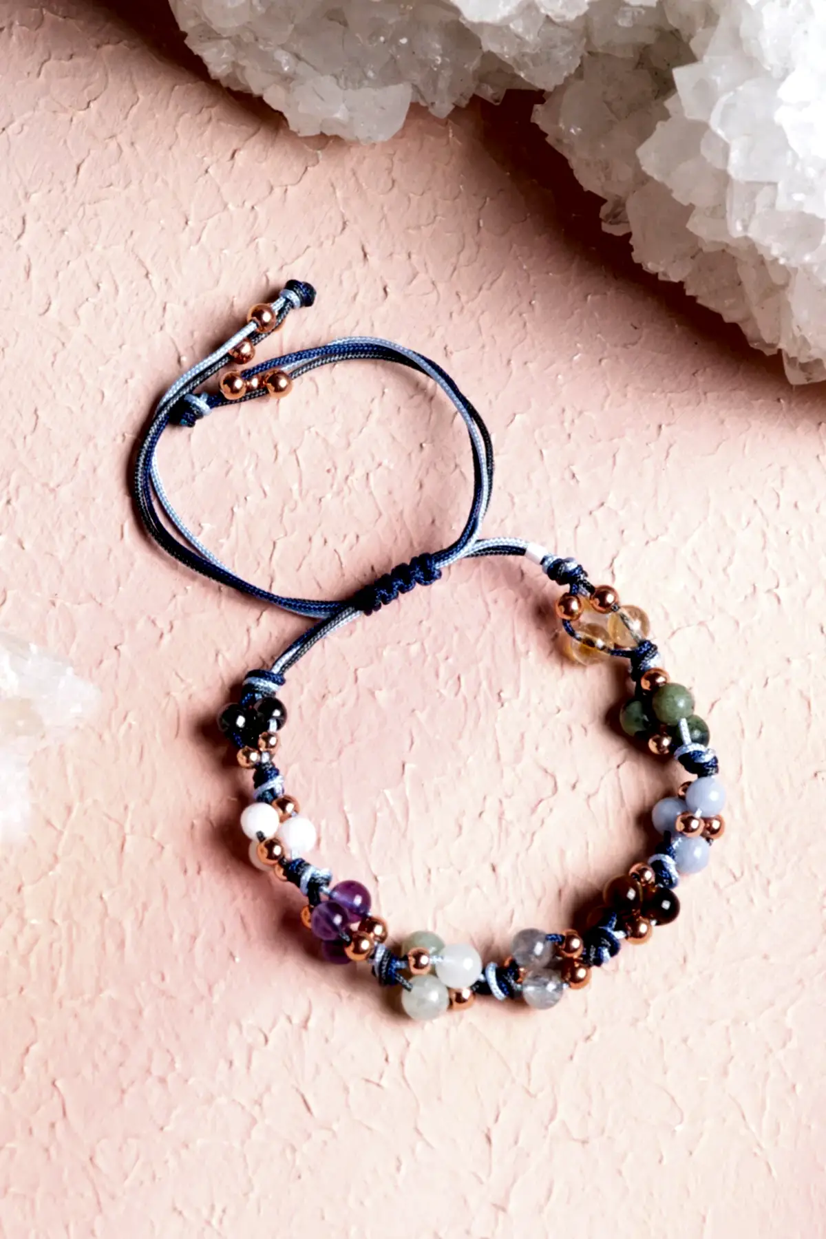 Sertifikalı Doğal Taş Makrome Bileklik-Kova Burcu