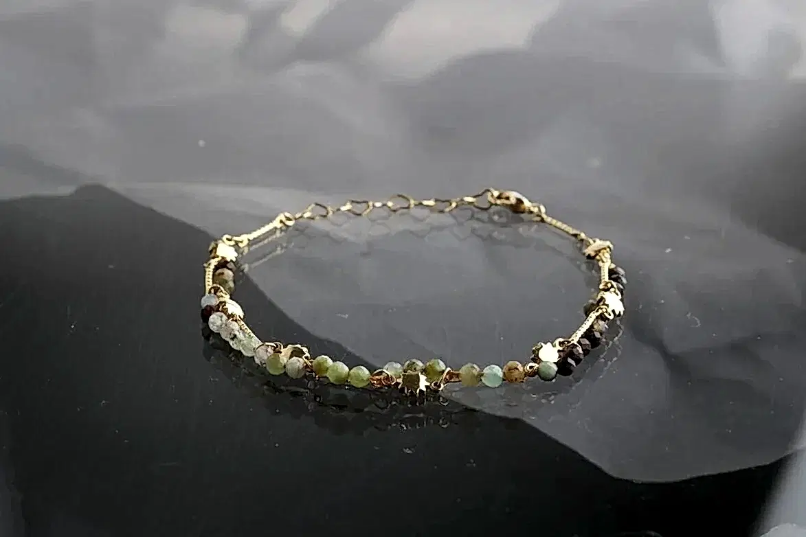 Clara, Krizopras Doğal Taş Altın Kaplama Halhal