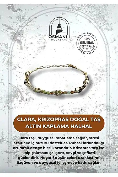 Clara, Krizopras Doğal Taş Altın Kaplama Halhal