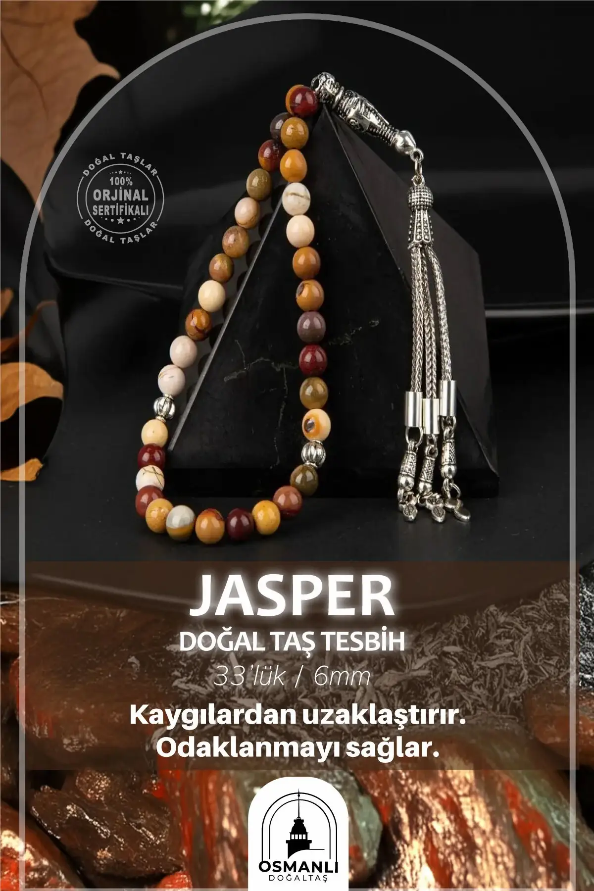 Jasper Doğal Taş Tesbih 33lük - 6mm