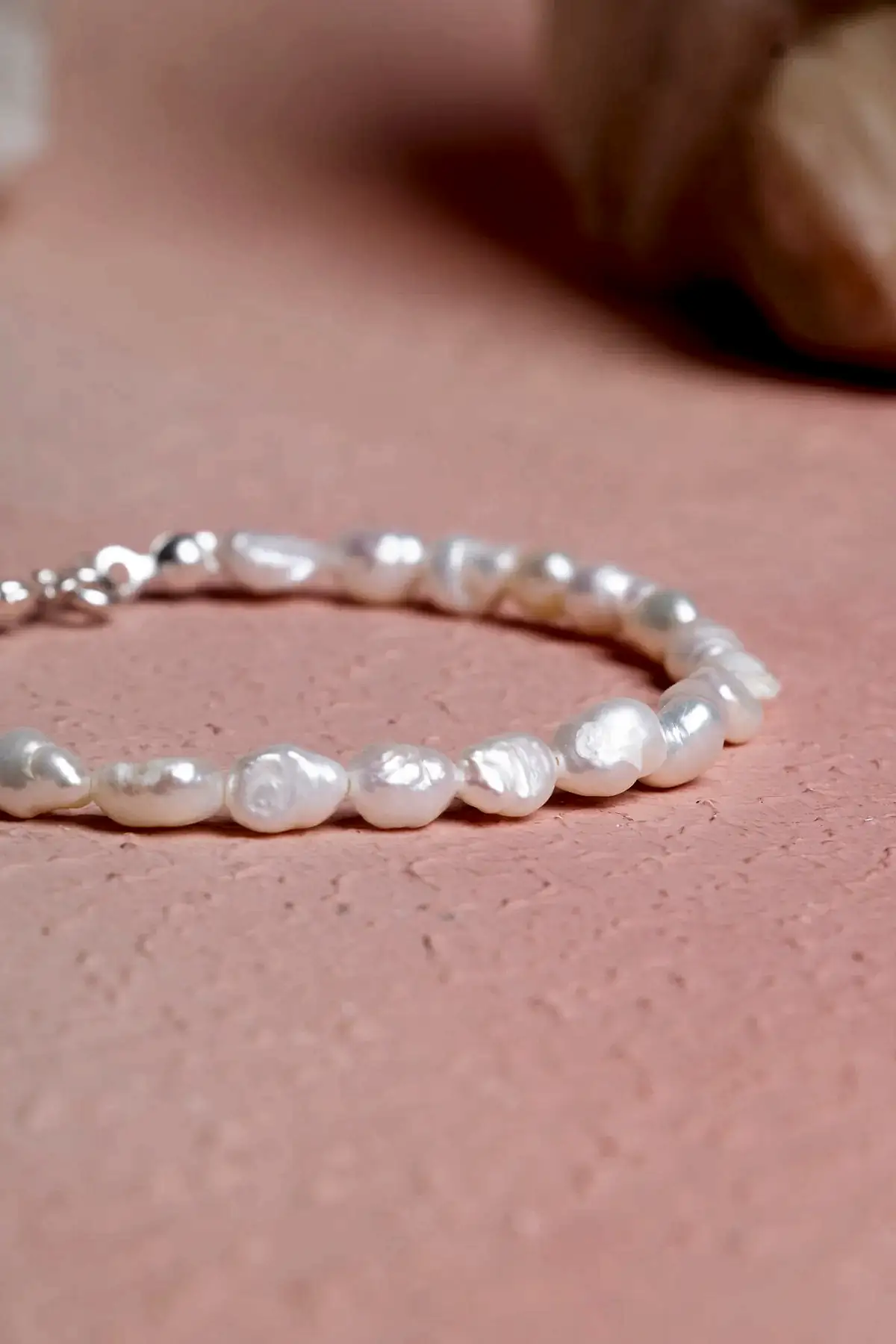 Sertifikalı İnci Gümüş Kapama Doğal Taş Bileklik (SK:390)