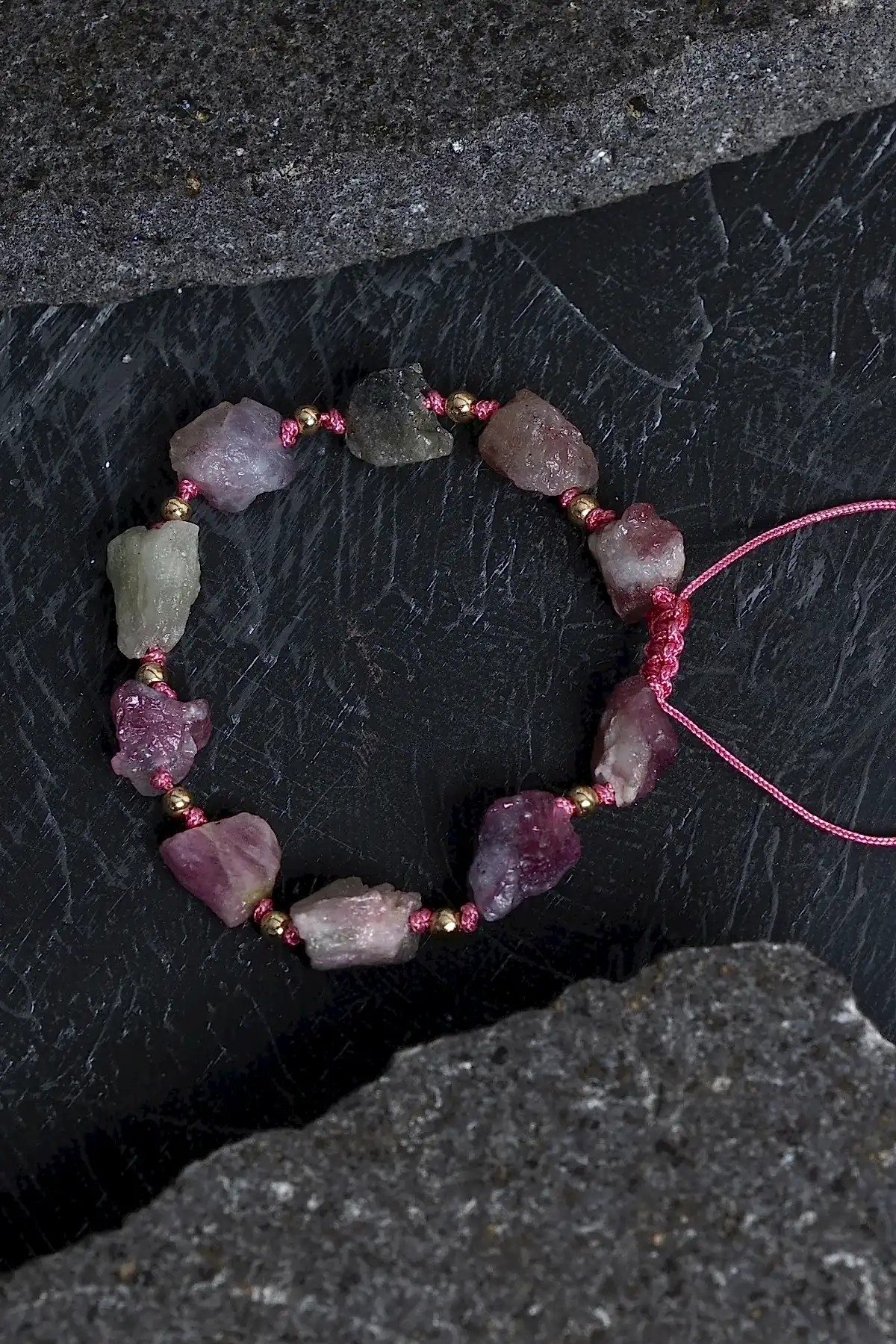 Sertifikalı Ham Turmalin Doğal Taş Ayarlanabilir Bileklik