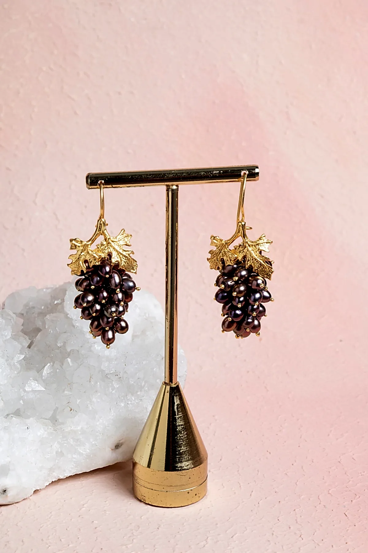 Sertifikalı İnci Doğal Taşlı El İşçiliği Tasarım Gümüş Küpe